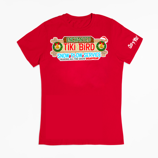 "Enchanted Tiki Bird Snow Plow Service" T-Shirt